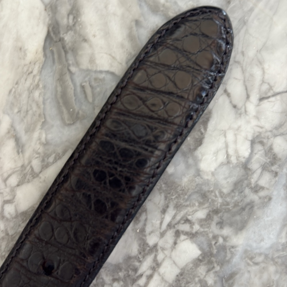 Vintage Brooks Brothers Womens dark brown Alligator Leather Belt Size M - Picture 3 of 8